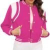 Fooullaide Womens Cropped Varsity Jacket Letterman Bomber Sh...
