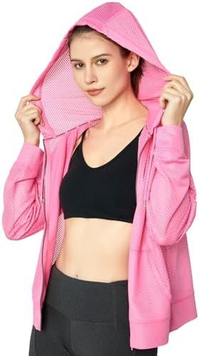 Women's Long Sleeve Mesh Hoody Sheer Hooded Sweatshirt Light...