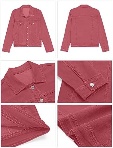 GRAPENT Women's Basic Button Down Long Sleeve Stretchy Jean ...