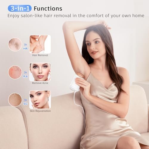 Laser Hair Removal with 5℃ Ice Cooling, Painless IPL Laser H...