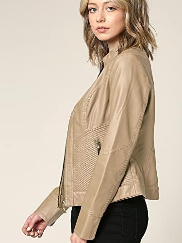 Lock and Love Women's Faux Leather Moto Biker Jacket Coat wi...