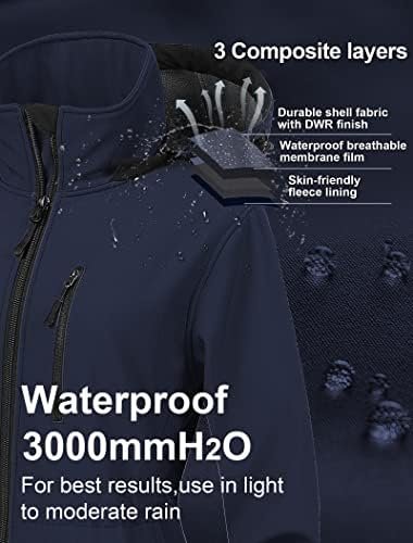 CREATMO US Women's Plus Size Long Softshell Jacket Waterproo...