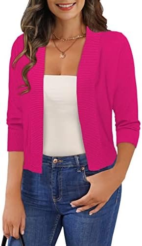 Women's 3/4 Sleeve Cropped Cardigan Sweaters Open Front Bole... Women's 3/4 Sleeve Cropped Cardigan Sweaters Open Front Bole...