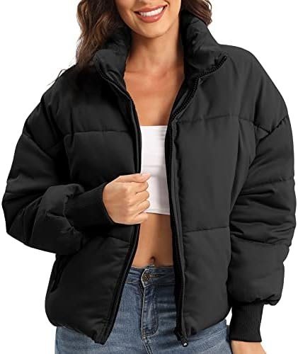 Women’s Winter Baggy Zip Puffer jackets Short Down Jacket Co...