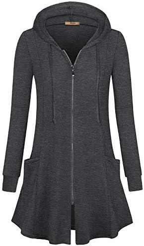 Miusey Womens Zip Up Long Hoodie Jacket Lightweight Tunic Sw...