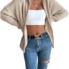 SHENHE Women's Zip Up Hooded Cardigan Drop Shoulder Casual K...