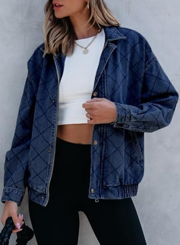 Sidefeel Women's Jean Jacket Long Sleeve Zimbaplatinum Overs...