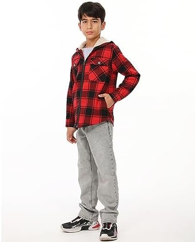 ZENTHACE Boys Sherpa Lined Full Zip Flannel Plaid Shirt Jack...
