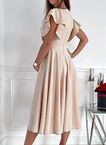 Dokotoo Women's V Neck Elegant Party Dress Short Sleeve Skat...