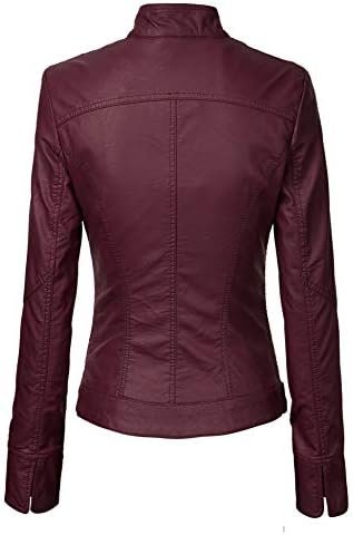 Lock and Love Women's Faux Leather Moto Biker Jacket Coat wi...