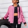 Arshiner Girls Bomber Jacket Casual Coat Zip Up Outerwear wi...