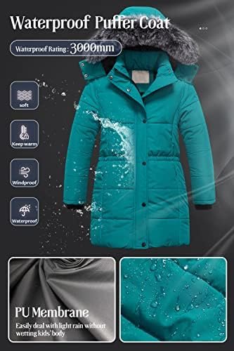 Chrisuno Girl's Long Parka Warm Winter Coat Water Resistant ...