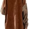SHENHE Women's Corduroy Leopard Button Down Long Sleeve Shac...