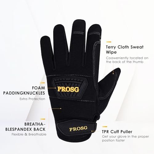 Mens Work Gloves,Synthetic Leather Utility Mechanic Working ...