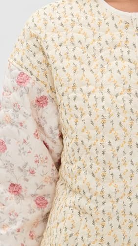 Avec Les Filles Women's Collarless Quilted Bomber Jacket