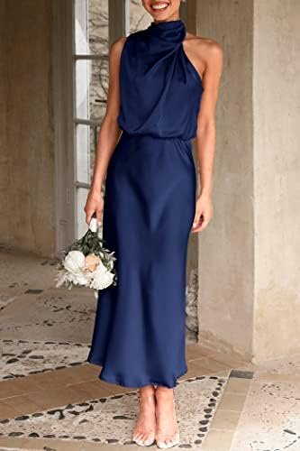 PRETTYGARDEN Women's 2025 Summer Satin Dress Elegant Sleevel...