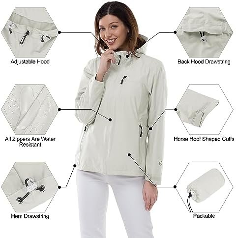 Outdoor Ventures Packable Rain Jacket Women Lightweight Wate...