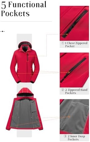 Pursky Women's Softshell Jacket Lightweight Fleece Lined Rai...