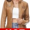 Fahsyee Zip Leather Jackets for Women Motorcycle Faux PU Mot...
