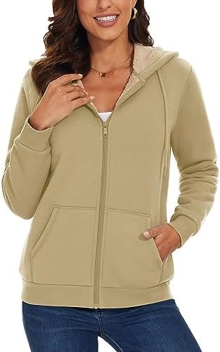 MAGCOMSEN Womens Zip Up Hoodies Sherpa Lined Fleece Thermal ...