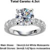 AnuClub Moissanite Engagement Ring, Total 4.3cttw D Color Ro...