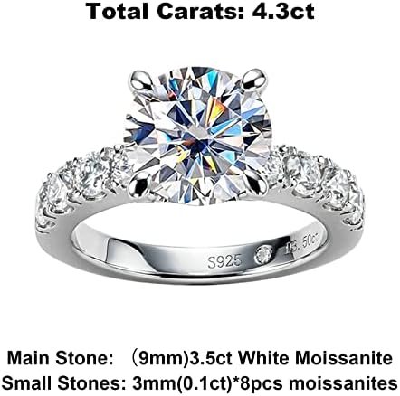 AnuClub Moissanite Engagement Ring, Total 4.3cttw D Color Ro...