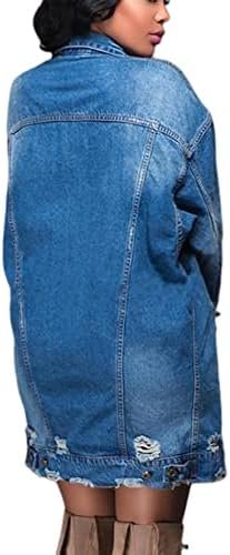 SOMTHRON Women's Distressed Denim Jeans Outfits Coat Spring ...