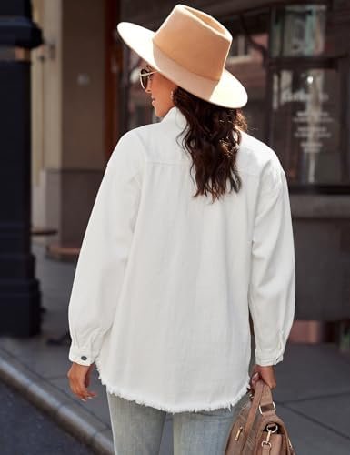 luvamia Denim Jacket for Women Oversized Button Down Casual ...