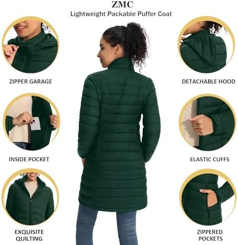 ZMC Packable Women Puffer Coat, Lightweight Water-Resistant ...