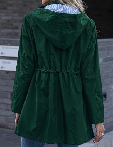 Rain Jacket Women Striped Lined Hooded Lightweight Raincoat ...