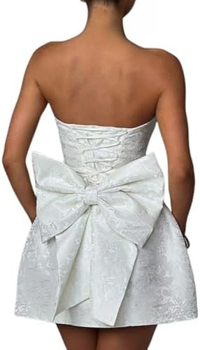 JUMISEE Embroidery Satin Homecoming Dress with Bow Modest St...