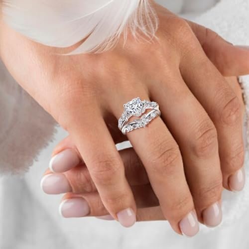 Heart Ring for Women Heart Moss Agate/Opal/Cubic Zirconia In...