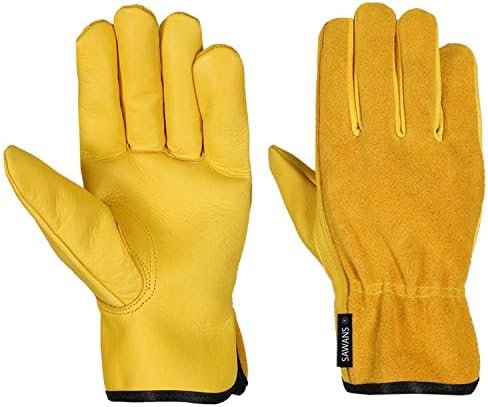 Leather Working Gloves Work Gardening Gloves Thorn Proof Gar...
