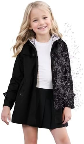 SANGTREE Girl's Waterproof Trench Coat Hooded Lightweight Ra...