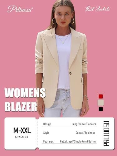 Womens Casual Blazers Open Front Long Sleeve Fully Lined Wor...