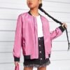 Arshiner Girls Bomber Jacket Casual Coat Zip Up Outerwear wi...