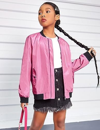 Arshiner Girls Bomber Jacket Casual Coat Zip Up Outerwear wi...