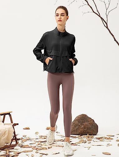 Locachy Women's Lightweight Zip Up Athletic Jacket Stand Col...