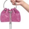 SWEETV Women's Rhinestone Bucket Bag Sparkly Sequin Evening ...