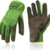 HANDLANDY Men Leather Gardening Gloves, Utility Work Gloves ...