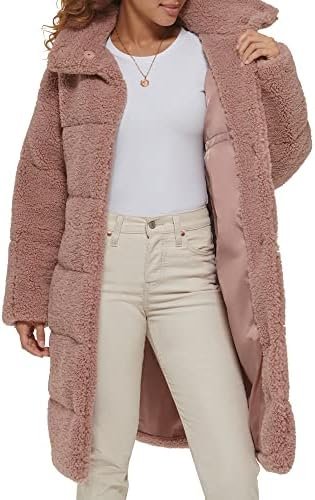 Levi's womens Long Length Patchwork Quilted Teddy Coat
