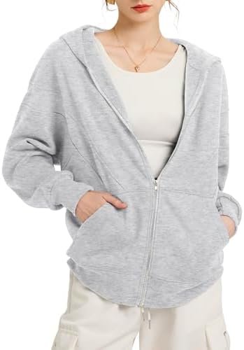 TAKEYAL Women Hoodies Sweatshirt Long Sleeve Zip Up Oversize...
