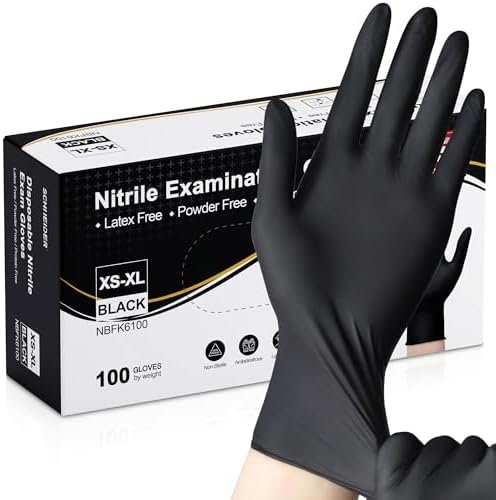 Schneider Nitrile Exam Gloves, Black Latex Free Powder Free ...