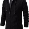 Mens Long Cardigan Hoodies Full Zip Fleece Lined Sweaters Fa...