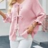 Saodimallsu Womens Tie Front Bow Cardigan Sweaters Chunky Kn...
