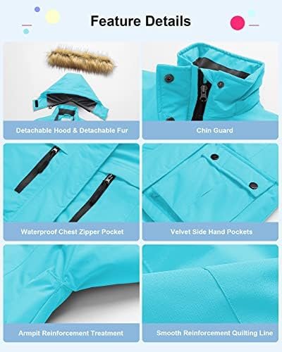 Pursky Girl's Waterproof Ski Jacket Kids Winter Snow Coats F...