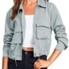 Onedreamer Women's Military Safari Cropped Jackets Button Do...