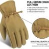 Leather Work Gloves for Men & Women, Reinforced Durable Gard...