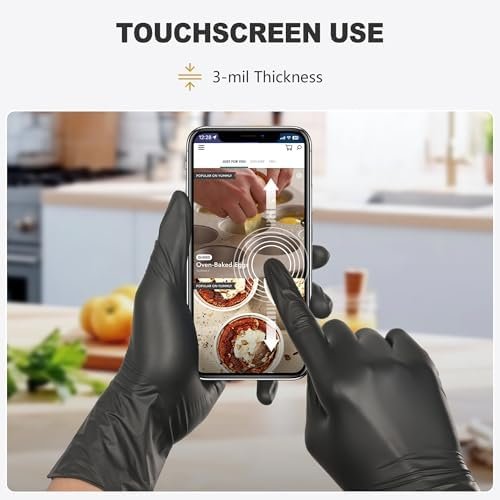 Black Vinyl Gloves, Food Grade Gloves Disposable Latex Free ...