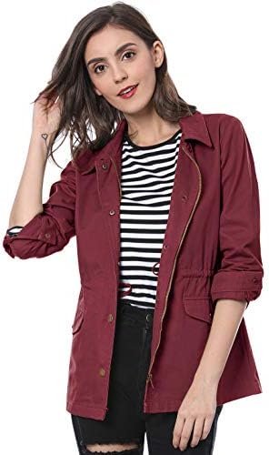 Allegra K Women's Utility Jackets Drawstring Waist 2025 Spri...